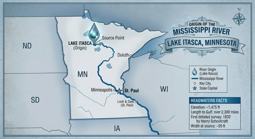 Lake Itasca Mississippi River Map