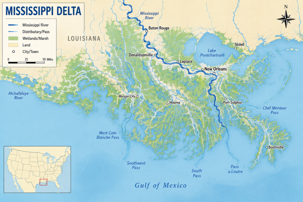 Map of the Mississippi Delta