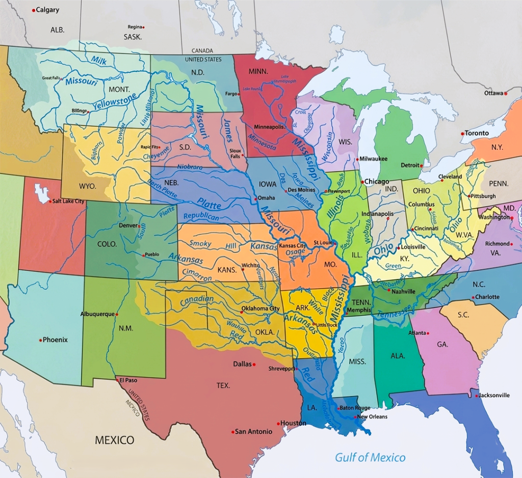 Mississippi River Map with States